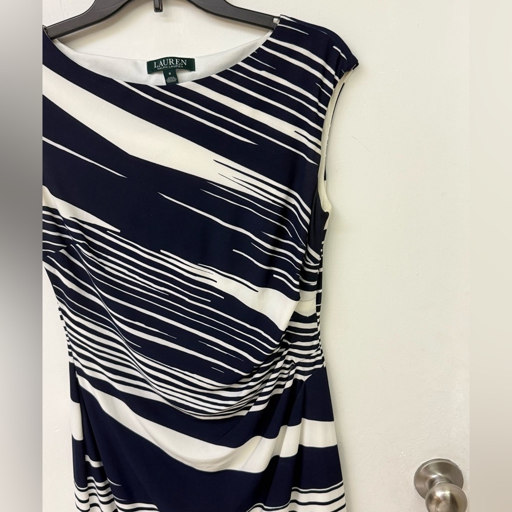 Ralph Lauren Black and White Patterned Midi Dress Size 6 - Picture 3 of 5